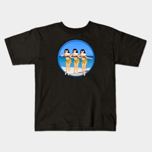 Hula Girls on Beach BLK Kids T-Shirt